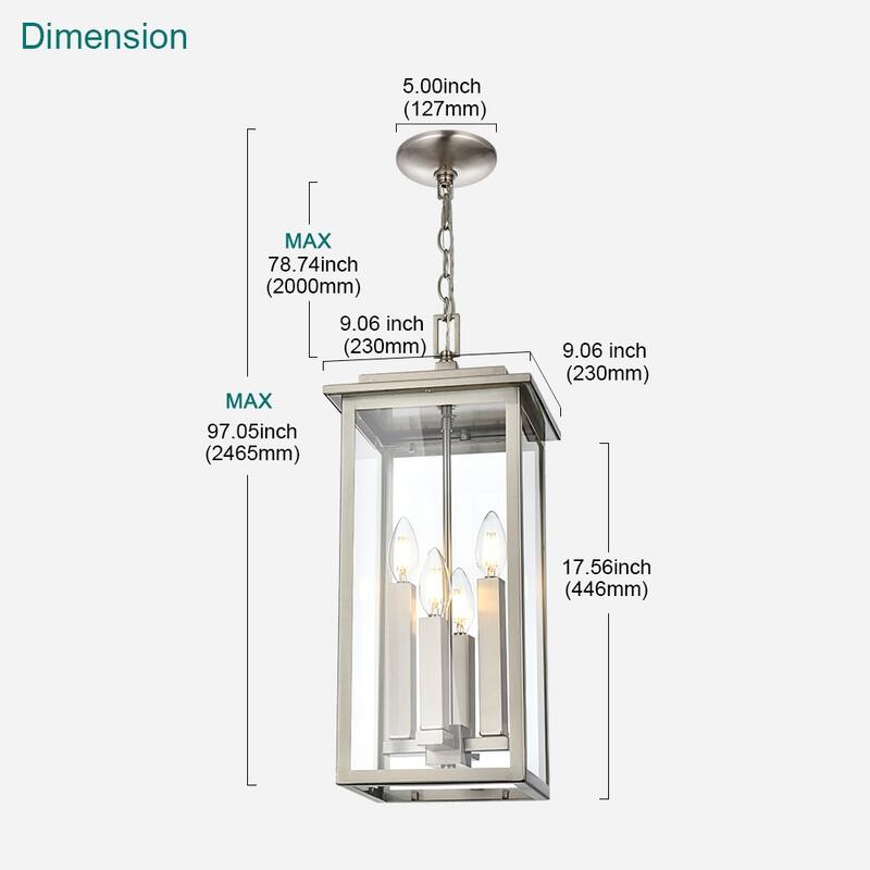 Farmhouse Outdoor Pendant Light Fixutre with Clear Glass - 4-light