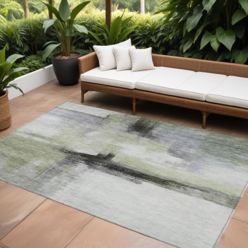 HomeRoots Abstract Transitional Rectangle Outdoor Rug
