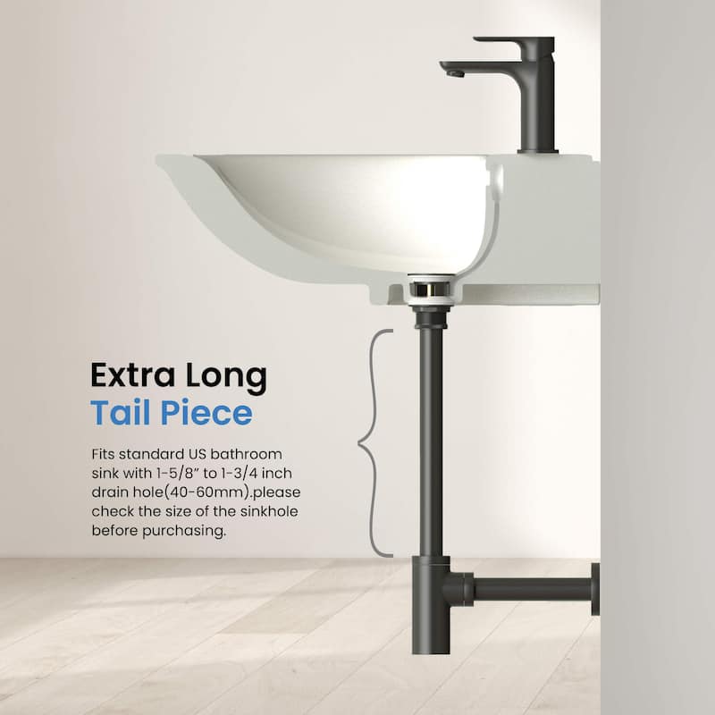 Bathroom Sink Pop Up Drain Stopper with 12" tailpiece, with Overflow