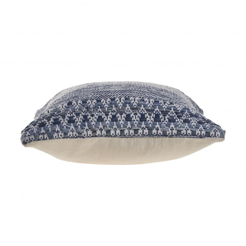 HomeRoots 20" X 20" Blue And Ivory 100% Cotton Chevron Zippered Pillow
