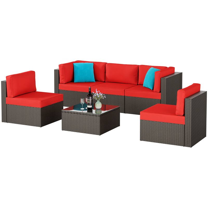 Futzca 6 Piece Patio Furniture Conversation Set with Pillow