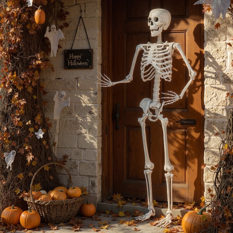 Gymax 5.4 FT Halloween Skeleton Decoration Life Size Large Skeleton w/