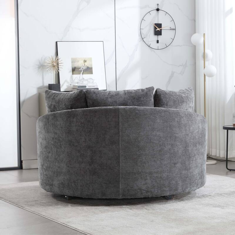 59.8''W Modern Oversized Sofa Chair, Round Accent Barrel Chair With 5 Pillows