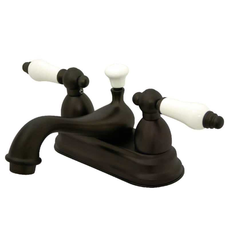 Kingston Brass Restoration Two-Handle 3-Hole Deck Mount 4 in. Centerset Bathroom Faucet - Oil Rubbed Bronze