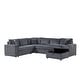 preview thumbnail 19 of 18, Ruxley 123"W Corduroy Sleeper Sectional Sofa with Right-Facing Storage Chaise and Throw Pillows
