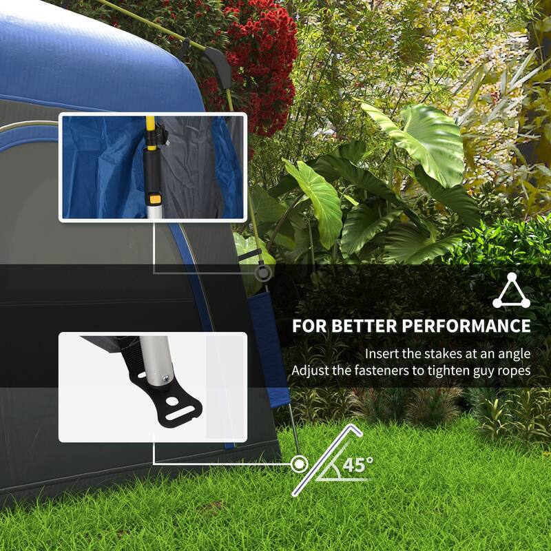 Automatic Pop-Up Camping Tent with Outer Sunshade for 4 Person Outdoor Adventures and Festivals - 7.9' L x 7.9' W x 6.5' H