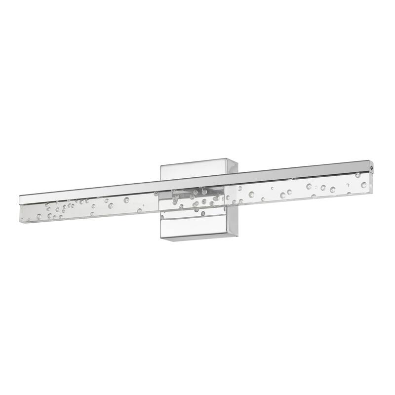 Baxter 22" 1-Light Modern Contemporary 360-Degree Rotatable Iron/Seeded Acrylic Integrated LED Vanity Light, by JONATHAN Y
