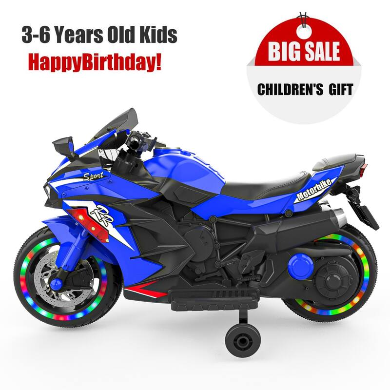 Kids Ride on Motorcycle, Kids Motorcycle for 3-6 Years, 12V Electric Motorcycle with Light Wheel & Bluetooth Music