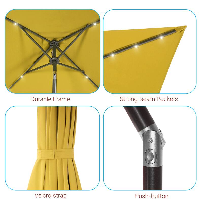 LIVOOSUN 6.5×6.5FT LED Square Patio Umbrella with UPF50+, Tilt Function, and Wind-Resistant Design——Experience Outdoor Comfort