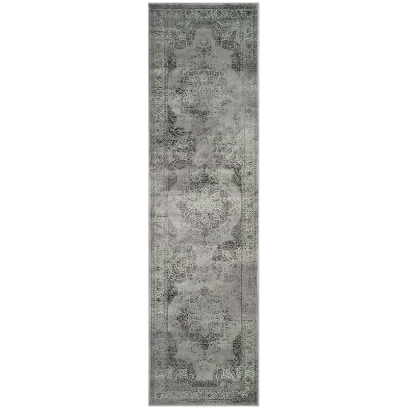 SAFAVIEH Vintage Priscilla Oriental Distressed Viscose Rug - 2'2" x 16' Runner - Grey/Multi