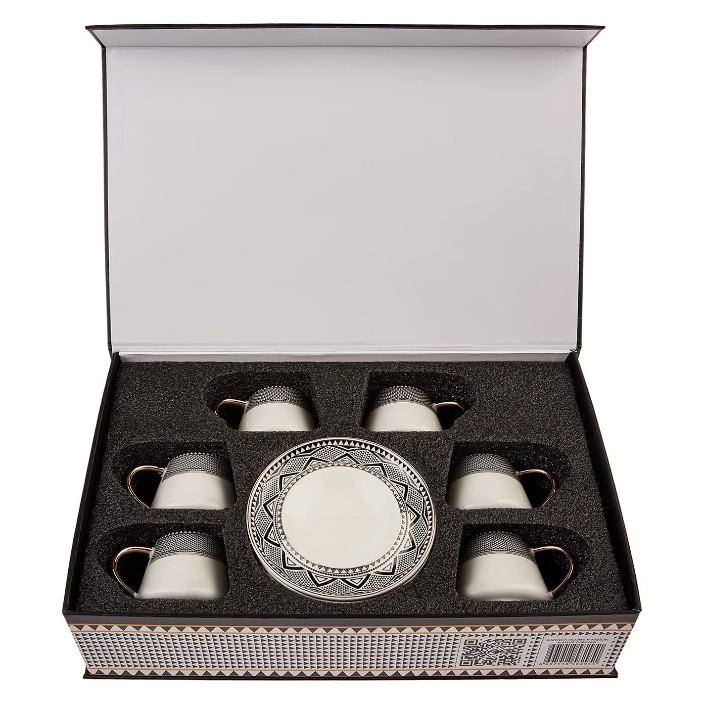 Karaca Globe Turkish Coffee Cup and Saucer Set for 6 - Bed