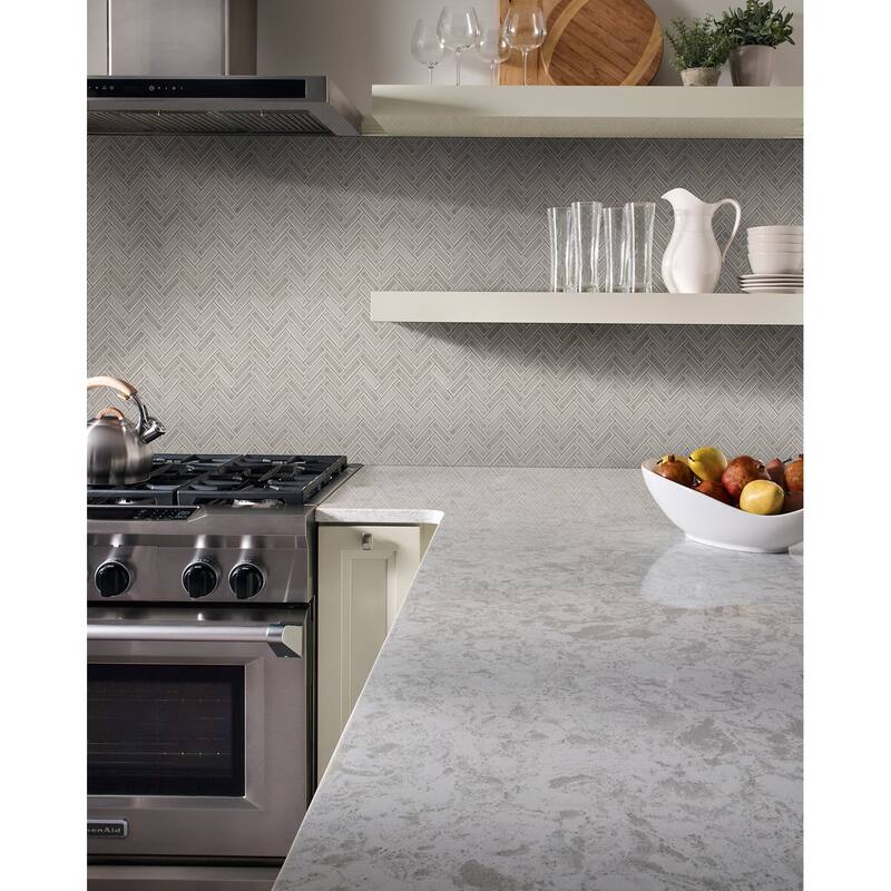 Ackland AKM-P-1X3HBG-CA 12" x 12" Ceramic and Porcelain Herringbone