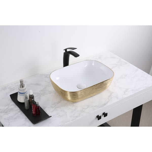Shop Ruvati 20 X 16 Inch Bathroom Vessel Sink Gold Decorative Art Above Vanity Counter White Ceramic Rvb2016wg 9 X 12 Overstock 32332706