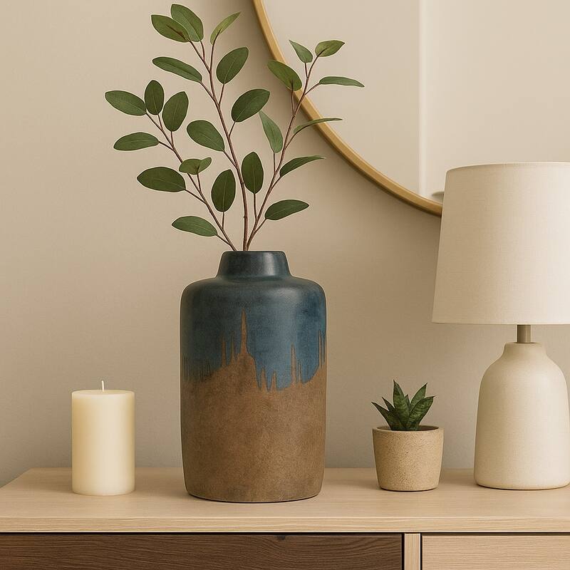 Ceramic Round Two-Tone Decorative Flower Vase