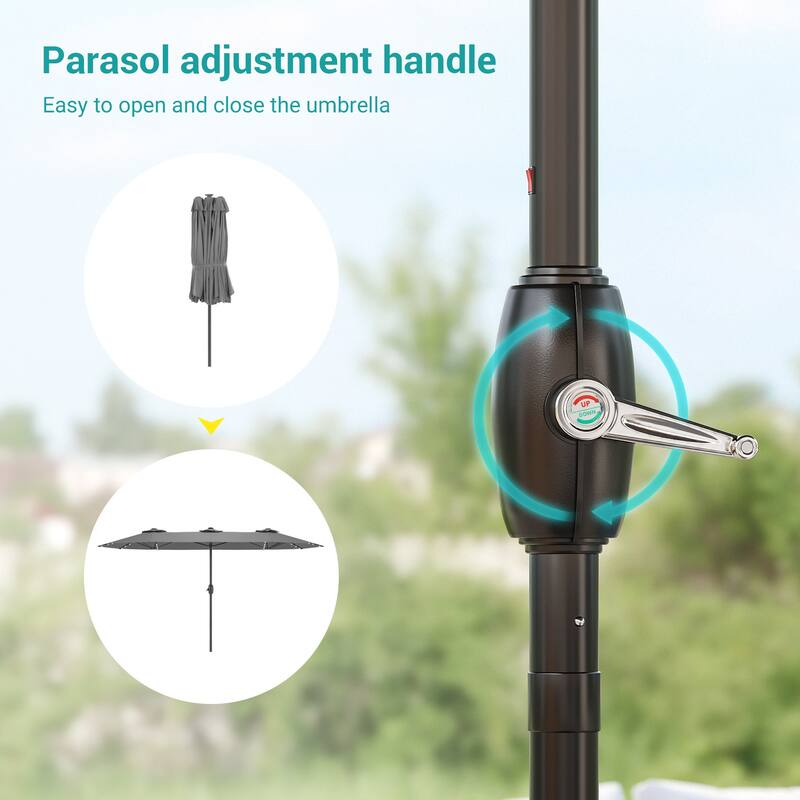 BONOSUKI 15x9ft LED Double-Sided Patio Umbrella Aluminum Large Canopy