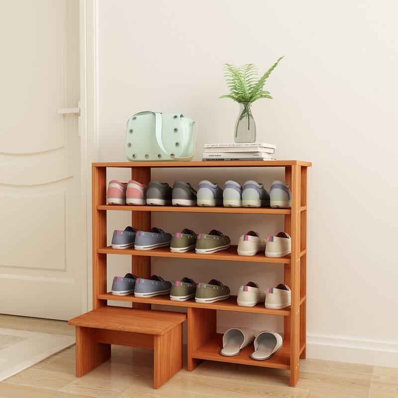 HELLO LAURA Modern Espresso Finish MDF Wood Storage Shoe 3 Shelves Storage Rack - 4-Tier