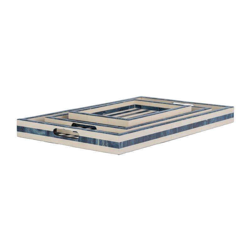 Sagebrook Home Decorative Trays, Set of 3 - 24" x 15" x 2"