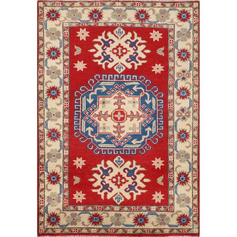 Traditional Red Kazak Foyer Rug Handmade Wool Carpet - 2'8" x 3'10"