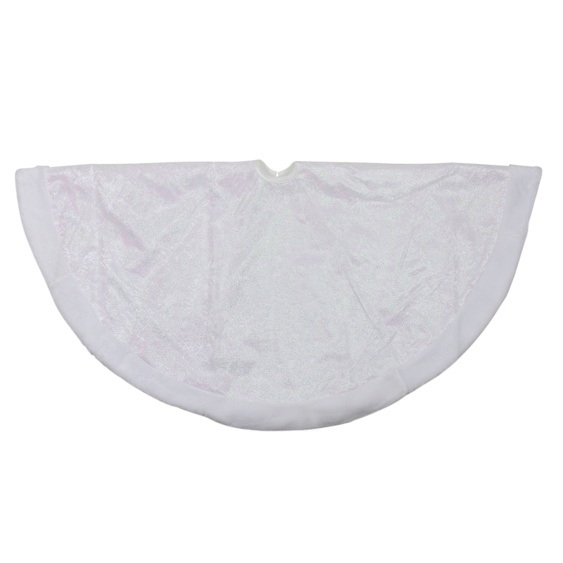 48" White Iridescent Glitter Snowflake Christmas Tree Skirt - 48