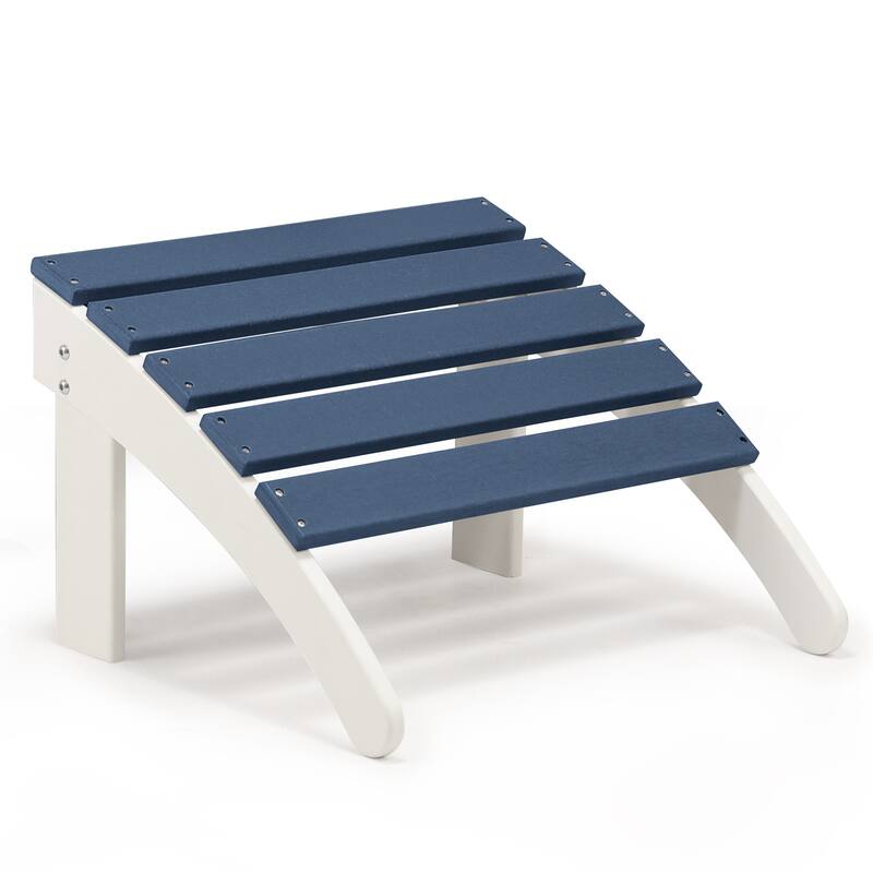 Aoodor Outdoor Adirondack Ottoman - Weather-Resistant HDPE Patio Footrest for Ultimate Relaxation - Blue