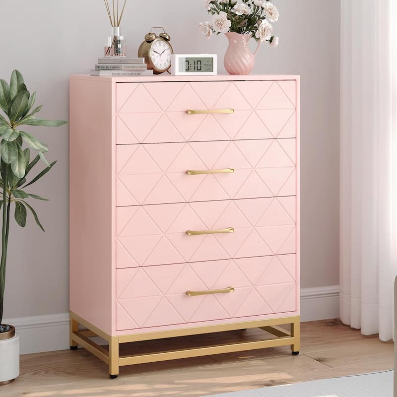 Chest of 4 Drawers Dresser with Metal Handle