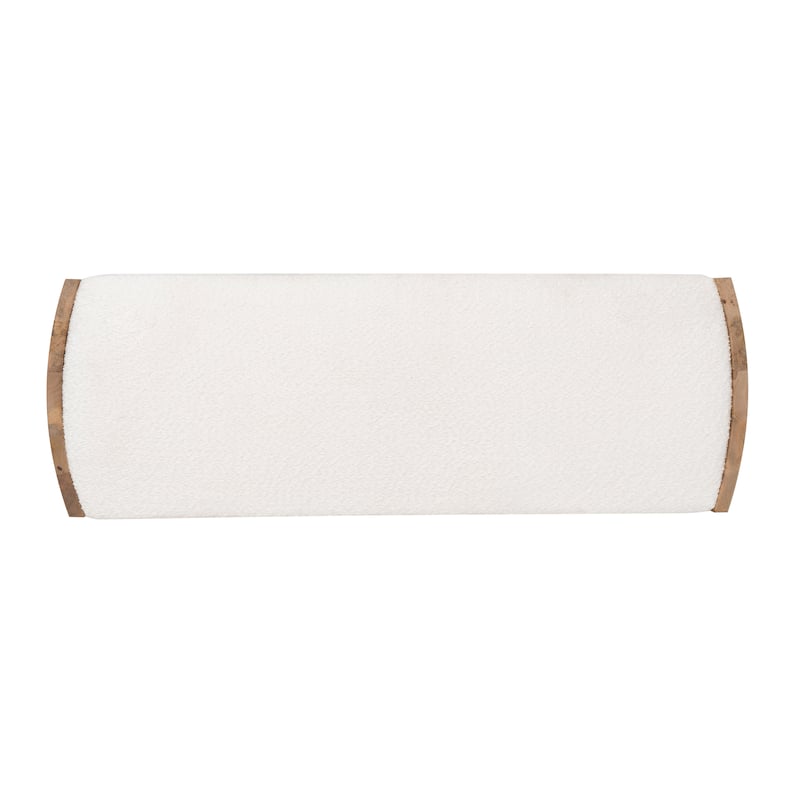 Wylam Cream Sherpa Knit Upholstered Curved Mango Wood Bench