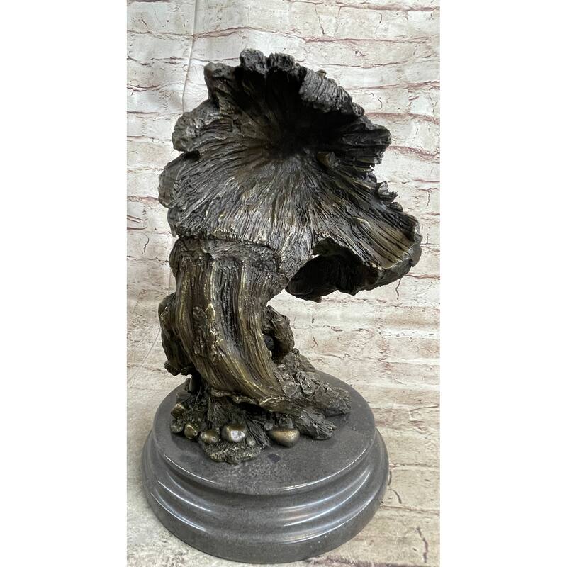 Bear Catching Salmon Bronze Metal Bust Statue Sculpture Original Art On Marble Base