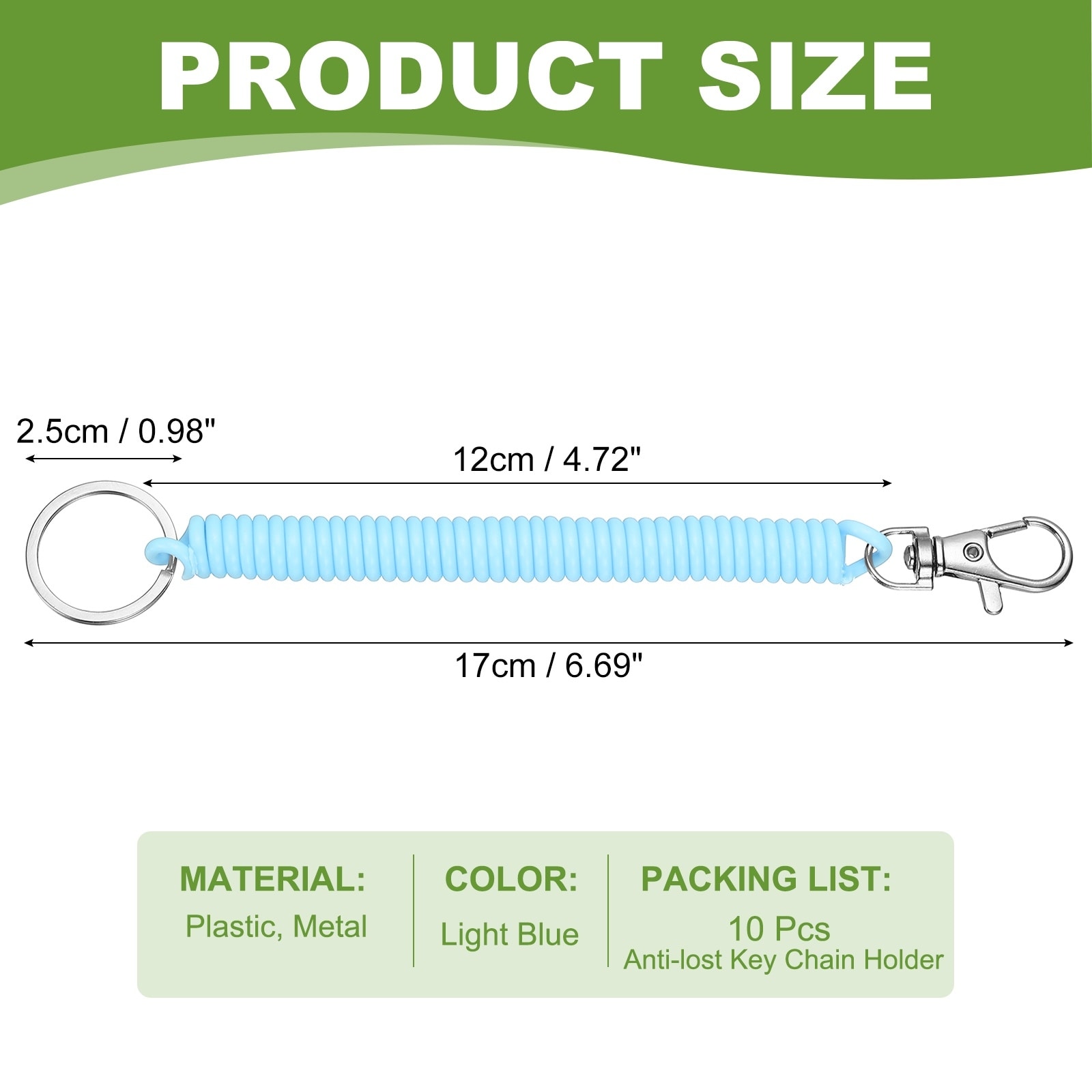 Retractable Coil Springs Keychain, Spiral Cord Coil Keychain, Anti-lost Key Chain Holder with Lobster Clasp