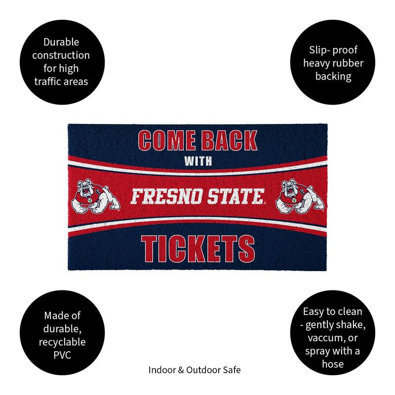 Fresno State University 28 in. x 16 in. PVC "Come Back With Tickets" Trapper Door Mat