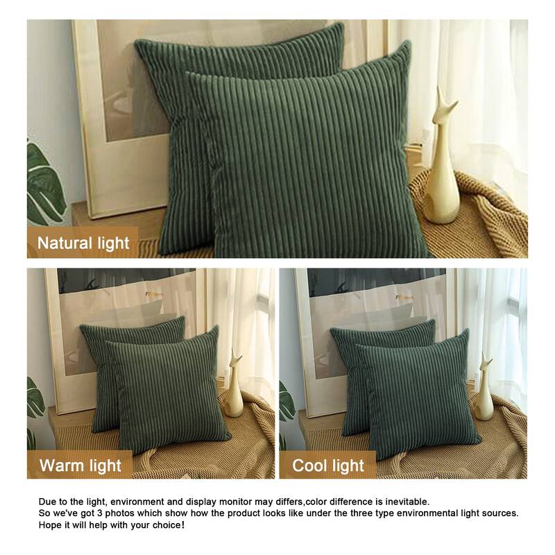 Set of 2 Modern Decorative Soft Corduroy Throw Pillows