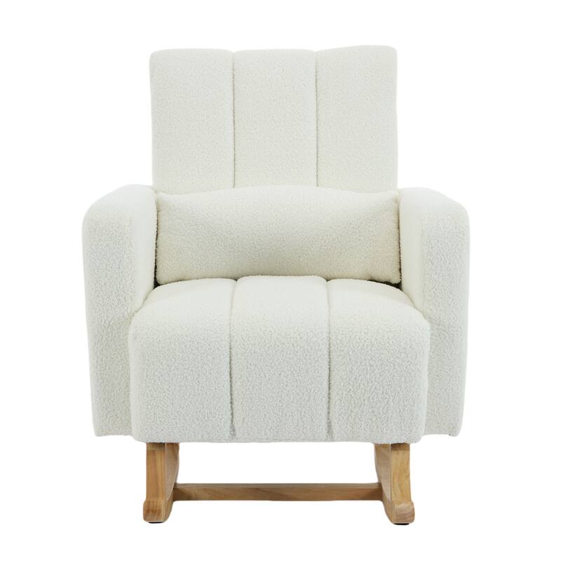 Teddy Velvet Rocking Chair with Pillow and Rubberwood Base