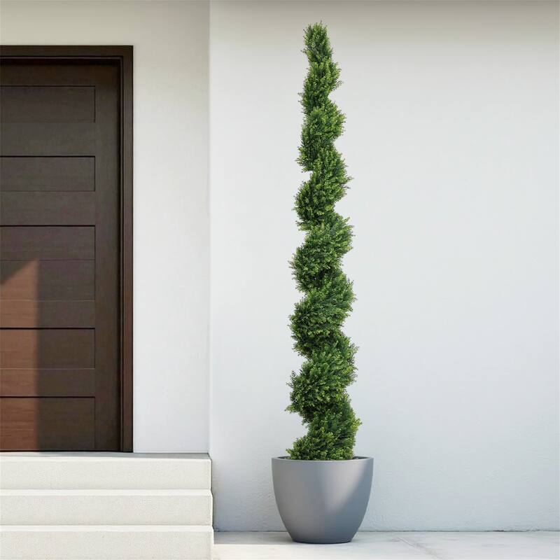 7FT Tall Artificial Two-Tone Cypress Pine Tree - Green