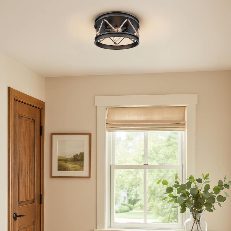 Wry Lighting Chatham 2-light Flush Mount in Gunmetal Bronze