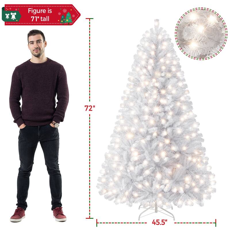 Yaheetech 4.5ft/6ft/7.5ft Pre-Lit Fir Artificial Christmas Tree with 150 Incandescent Warm Lights & 324 Tips