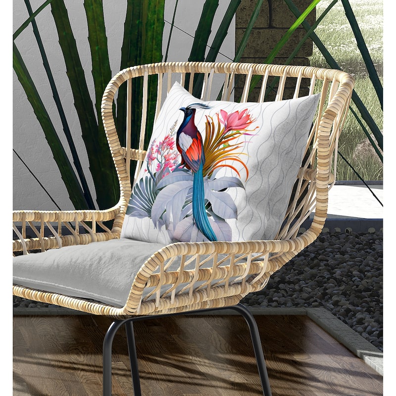 Woodland Flyers Indoor/Outdoor Reversible Throw Pillow White and Blue