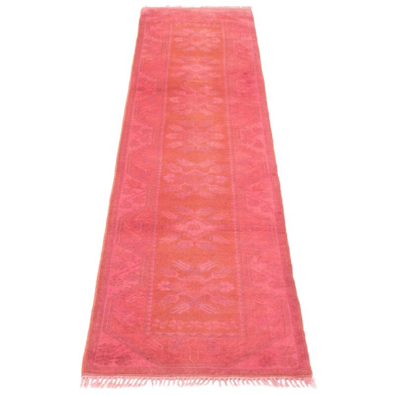 ECARPETGALLERY Hand-knotted Color Transition Pink Wool Rug - 2'8 x 9'11