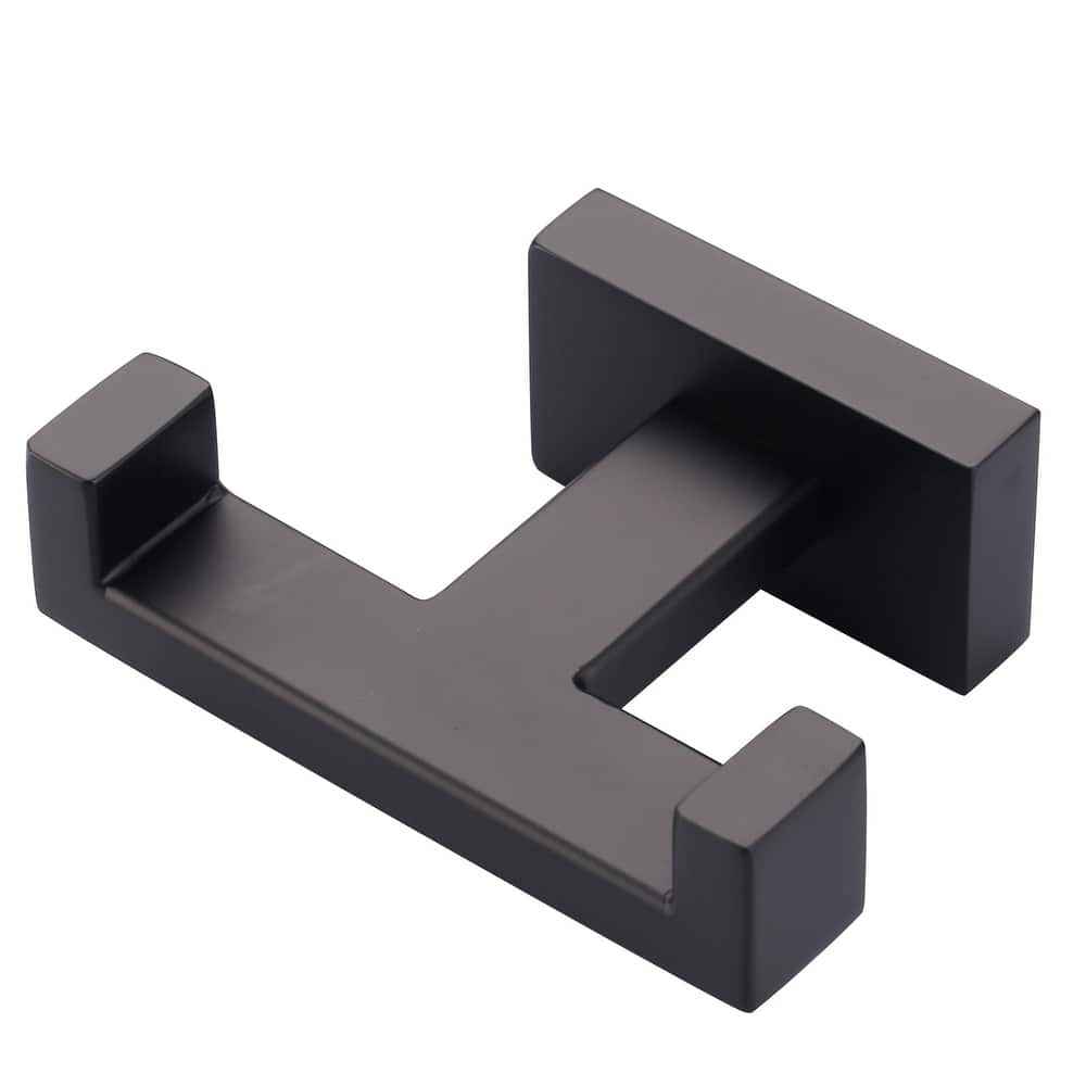 WOWOW Wall Mount Knob Double Robe/Towel Hook in Black