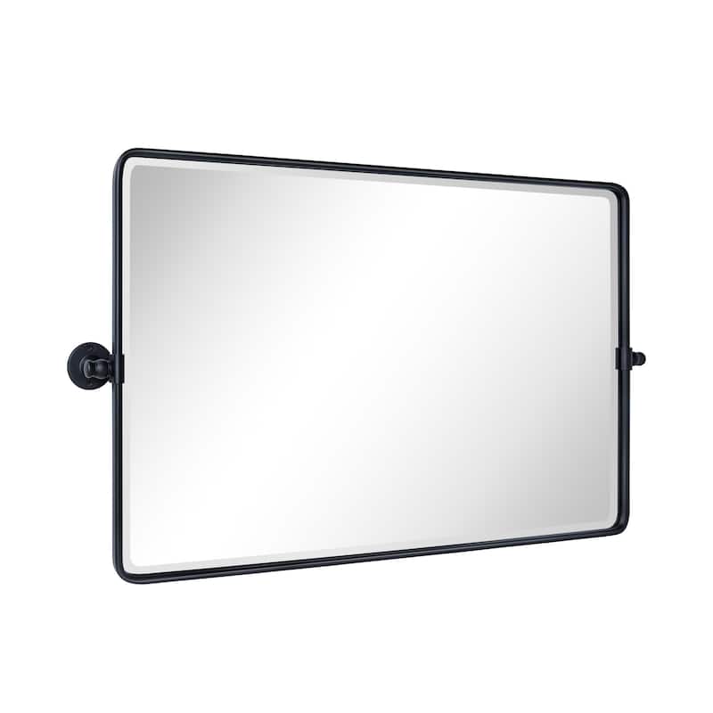 TEHOME Lutalo horizontal Beveled Bathroom / Vanity Mirror - 24" x 38" - Black