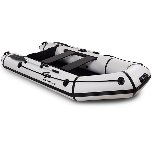4-Person 10 ft Inflatable Dinghy Boat for Rafting Water Sports-Gray