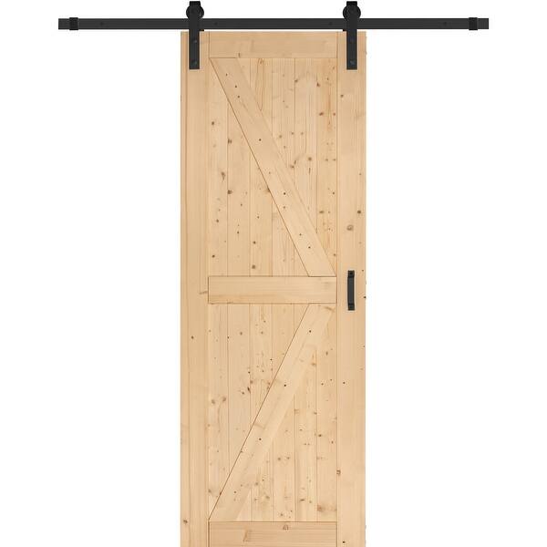 Furniwell 84 in. Spruce Sliding Barn Door with All Hardware Kits Bed