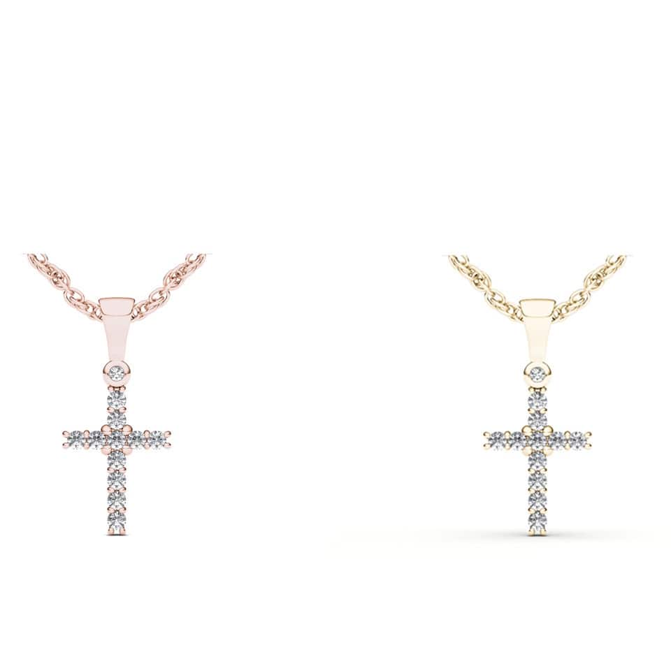 De Couer 10k Gold 1/8ct TDW Diamond Cross Necklace
