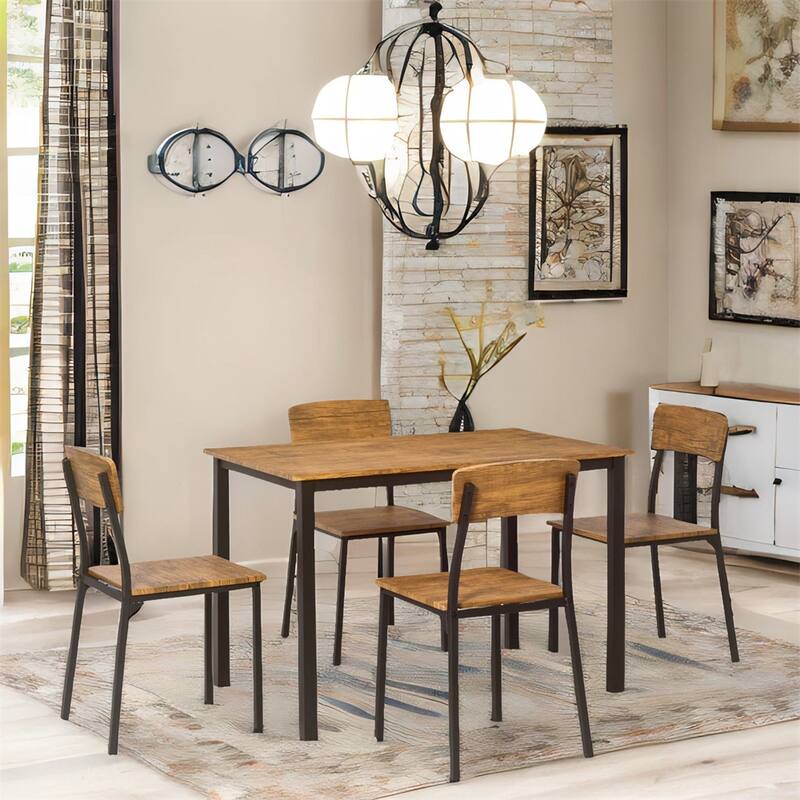 5 Piece Dining Table Chairs Sets with 1 Dining Table and 4 Chairs