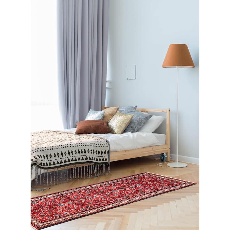 ECARPETGALLERY Hand-knotted Andelz Red Wool Rug - 3'6 x 10'2