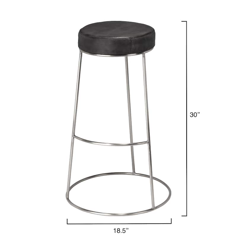 Alden Décor Lark Round Leather Bar Stool