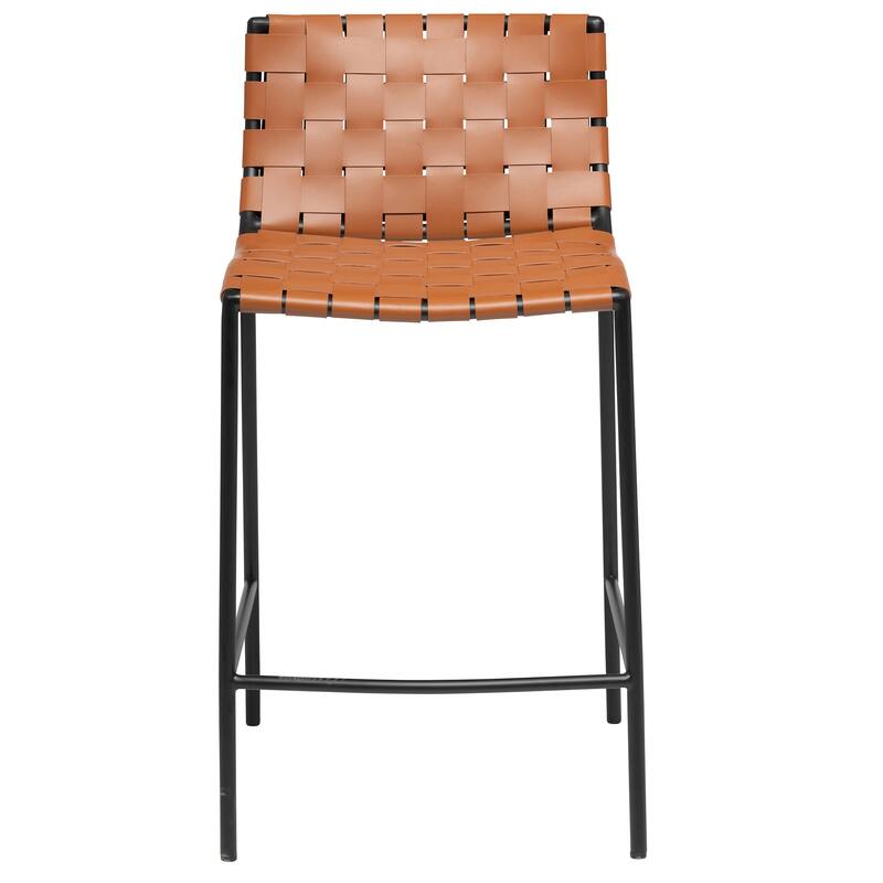 Soho Mid-century Modern Leather Weave Bar Stool (26-inch/ 30-inch) (Single)