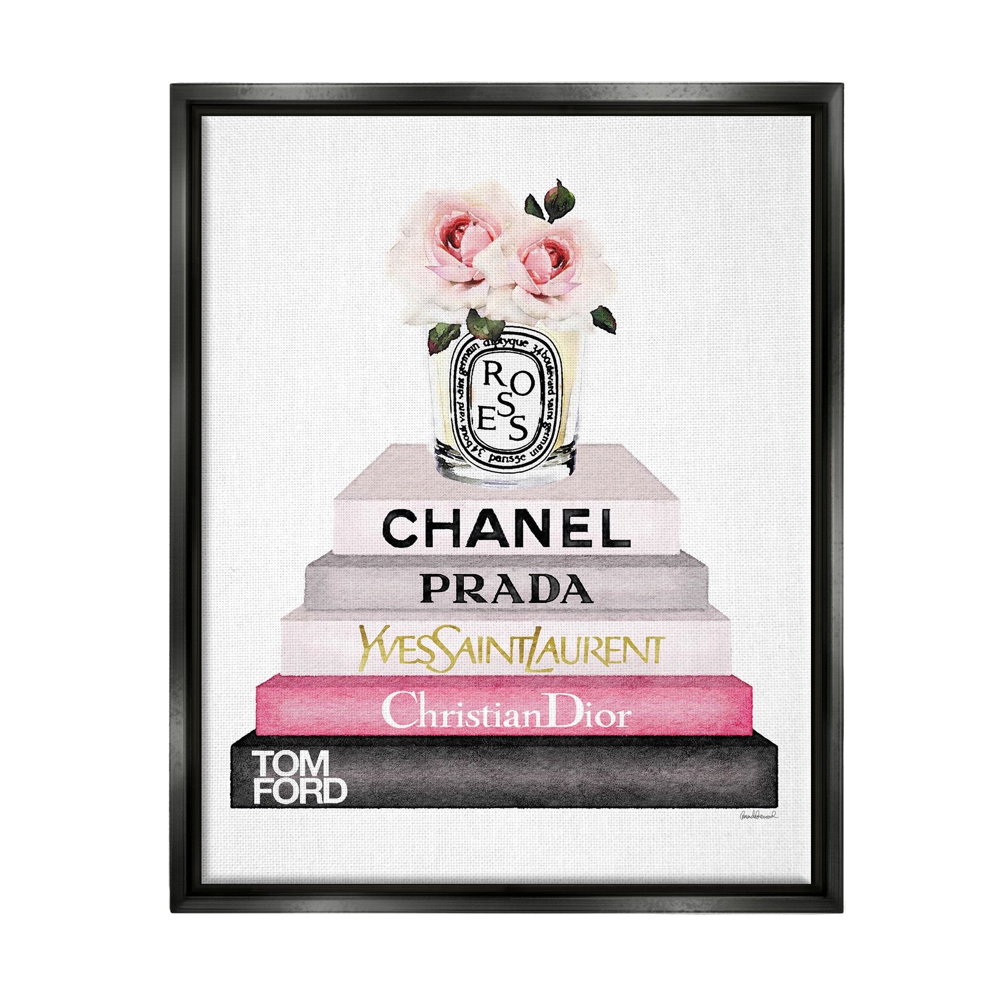 Stupell Book Stack Fashion Candle Pink Rose Framed Wall Art - On Sale - Bed  Bath & Beyond - 20256817