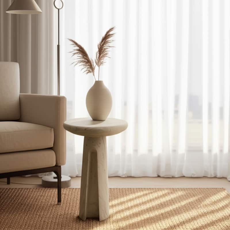 Marble Stone Accent Table Valencia Design for Home Decor - 22" Ivory - 10" x 10" x 21.75"