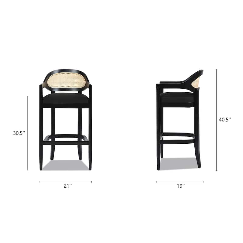 Americana Mid-Century Modern Rattan Cane Back Counter and Bar Stool