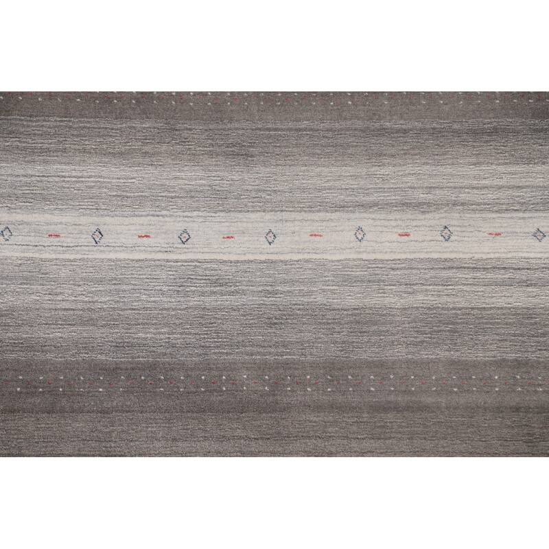 Striped Gabbeh Indian Area Rug Handmade Grey Tribal Wool Carpet - 5'6"x 7'6"