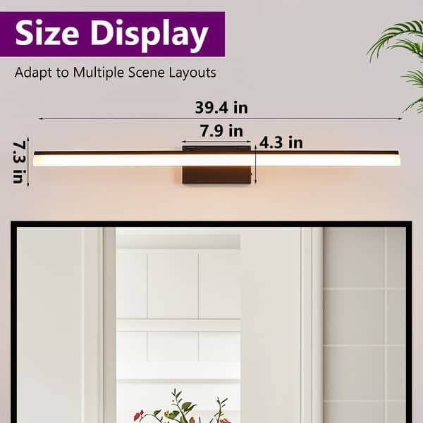 LED Bath Bar Black Vanity Light For Bathroom, Mirror, Sink, Or Dressing Room